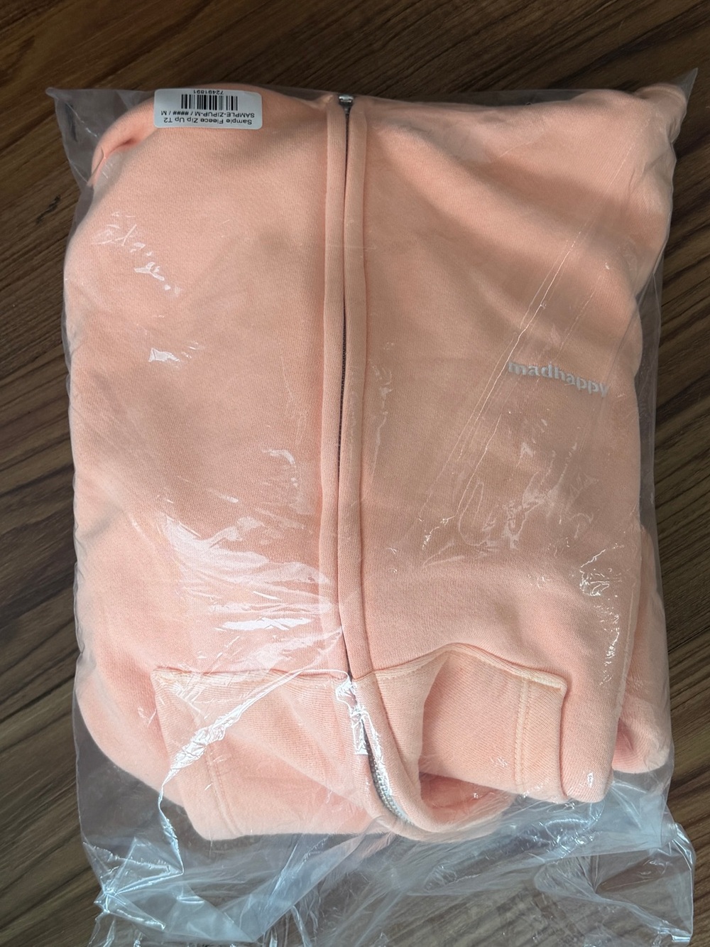 NWT Madhappy Classics Fleece Zip Up Hoodie - Soft Tangerine sz M - Picture 3 of 3
